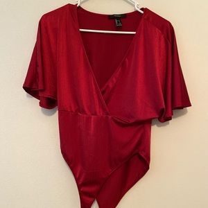 Forever 21 shiny red bodysuit